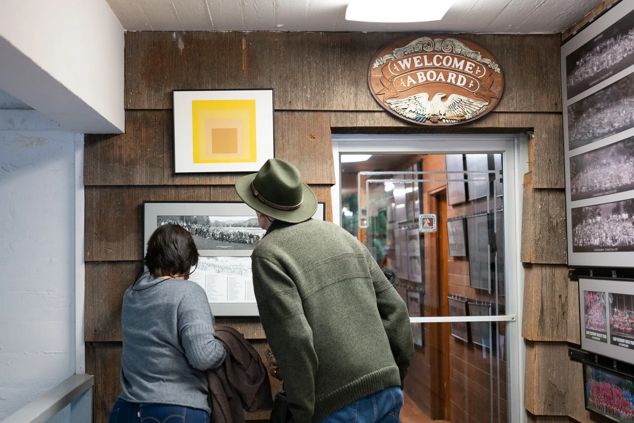 Frank Hursh and daughter, Holly, in the old Studies Building of Black Mountain College.